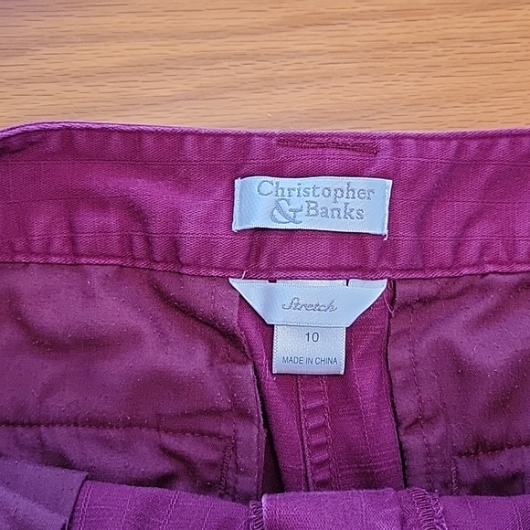 Christopher & Banks Stretch Slacks, size 10, Burgundy, 1st pic-true color - Picture 3 of 5